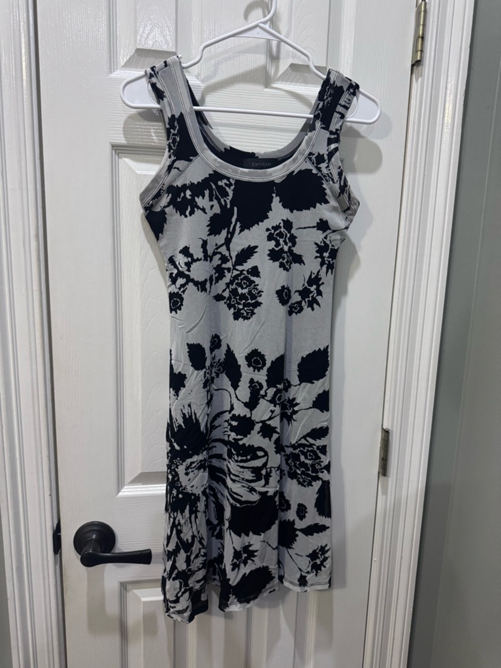 Karen Kane Black and Gray Floral Tank Midi Dress